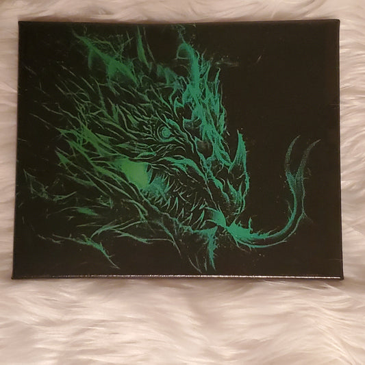 8 x 10 Canvas: Dragon Head Green/Black