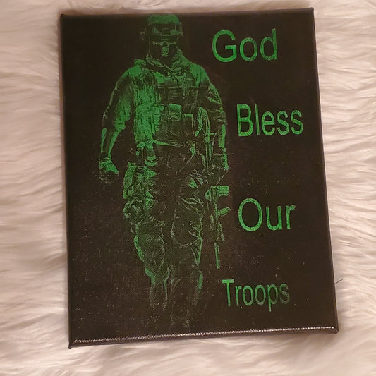8 x 10 Canvas: God Bless Our Troops